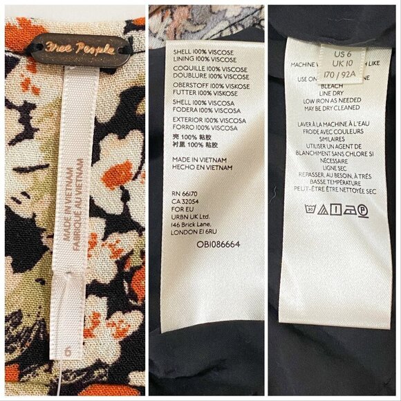 Free People Dress,  Forget Me Not Floral Print, Black, Size 6, new with tag - Picture 5 of 15